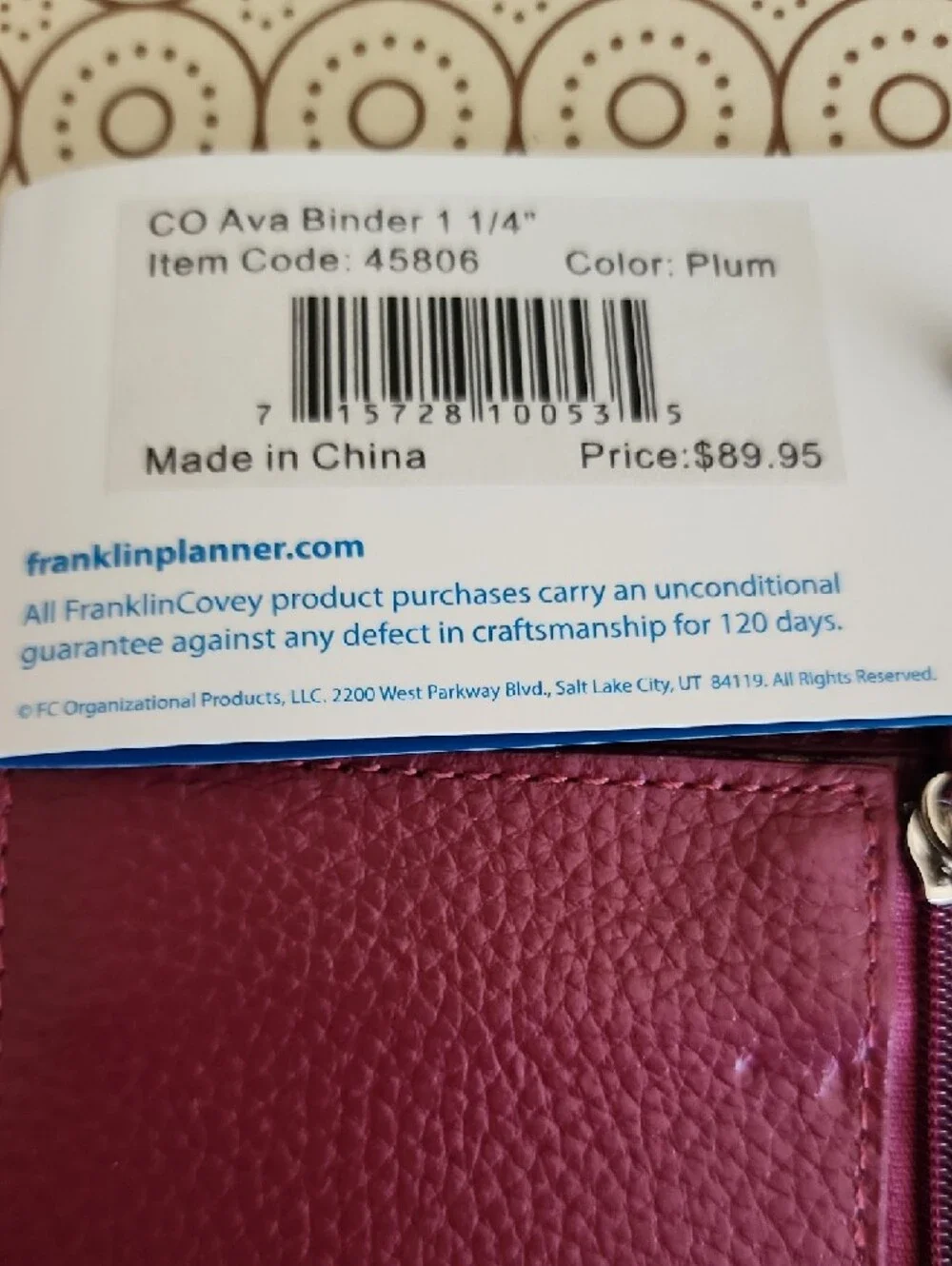 Franklin Covey Plum Leather Planner